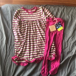 Kickee Pants dress with matching tights, size 2T